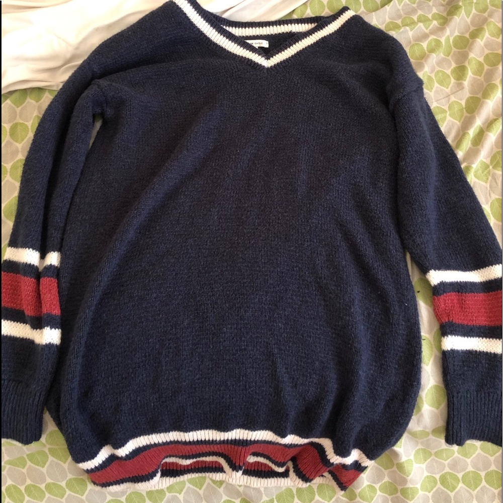 Varsity V-Neck Sweater Dress